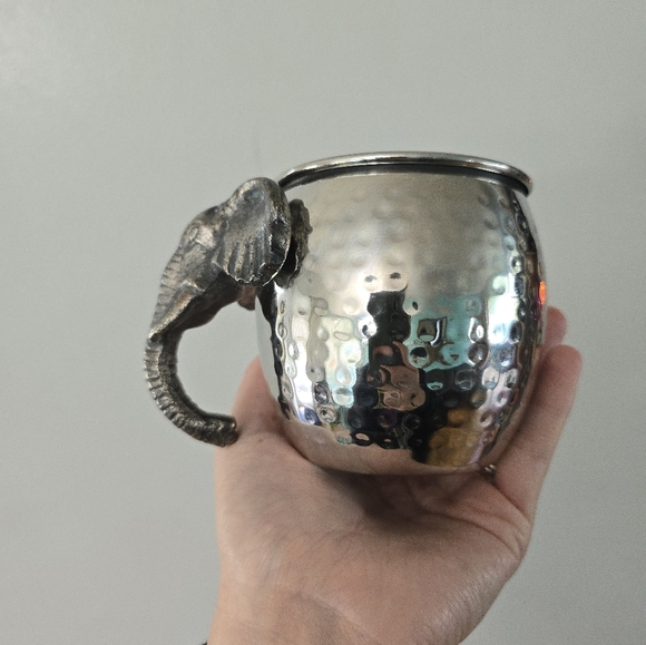 Pier 1 Imports Hammered Metal African Elephant Mug Cup - Picture 3 of 9